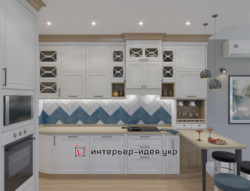 Дизайн кухні в стилі сучасна класика