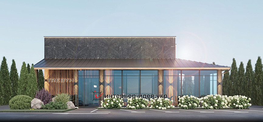 Дизайн фасаду ресторану с. Требухів Київської області