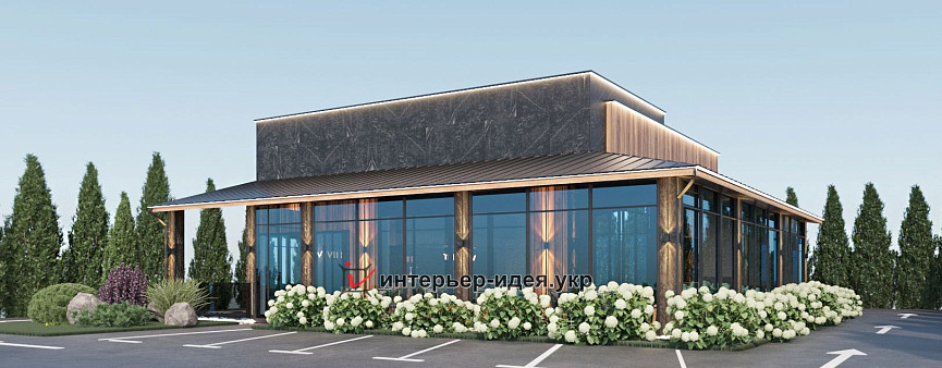 Дизайн фасаду ресторану с. Требухів Київської області