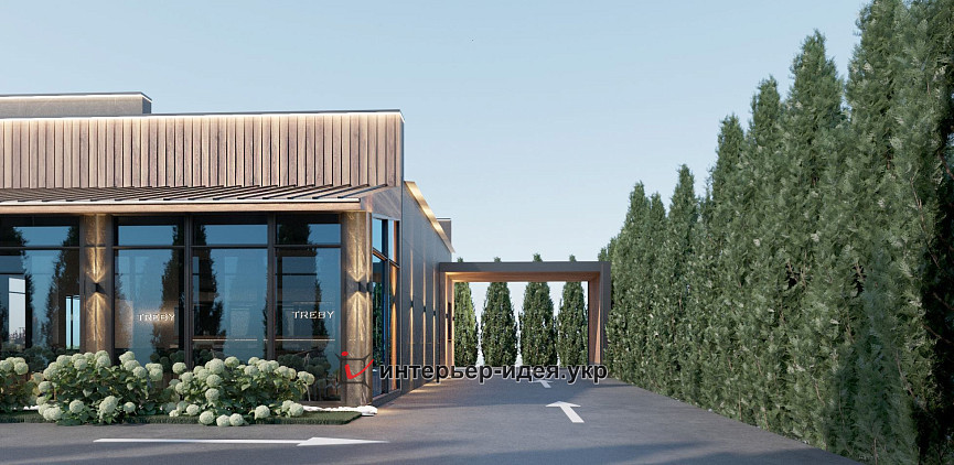 Дизайн фасаду ресторану с. Требухів Київської області
