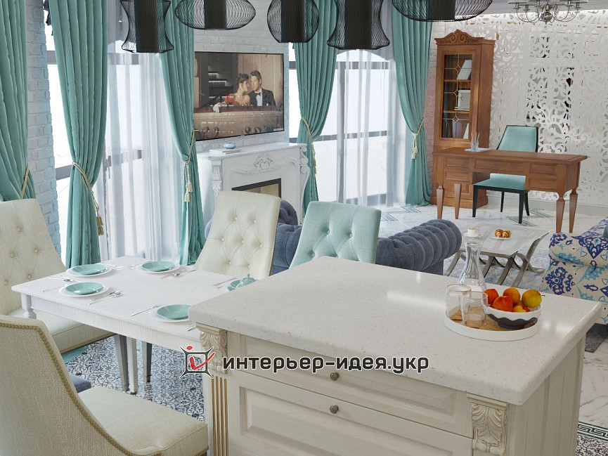 Дизайн студії в класиці з нотками сходу