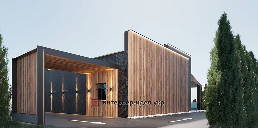 Дизайн фасаду ресторану с. Требухів Київської області