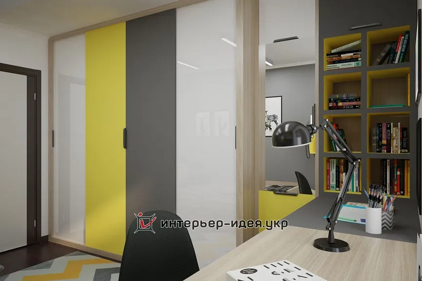 Дизайн дитячої кімнати з яскравими акцентами жовтого і рожевого