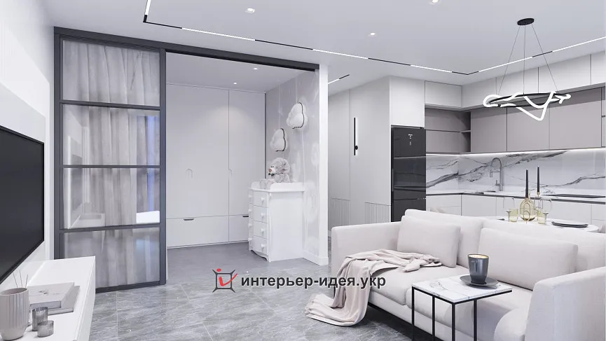 Стриманість та легкість світлої кухні-вітальні