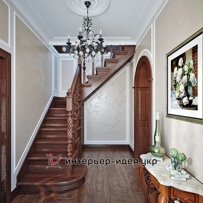 Дизайн холу з класичними меблями в інтер'єрі